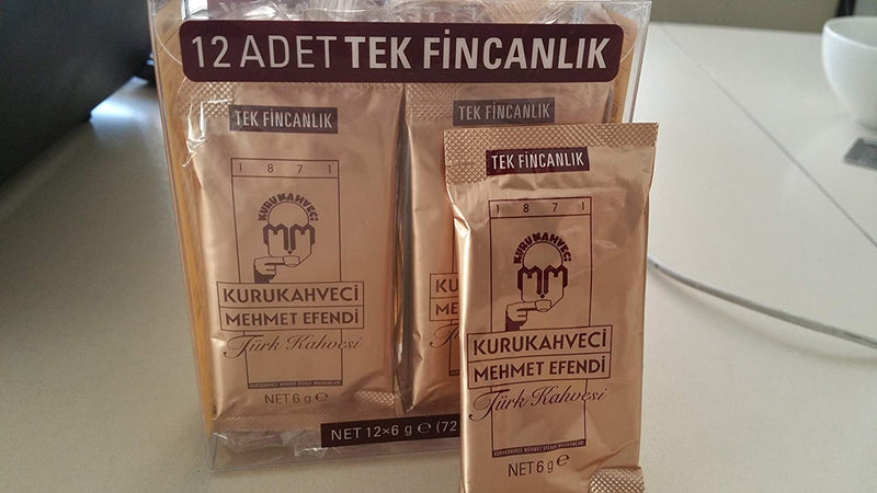 Kurukahveci Mehmet Efendi Turkish Ground Coffee Single Sachets, 12 pieces, 3.9 oz (72g) - Mehmet Efendi - Coffee - Bazarys USA Turkish Store