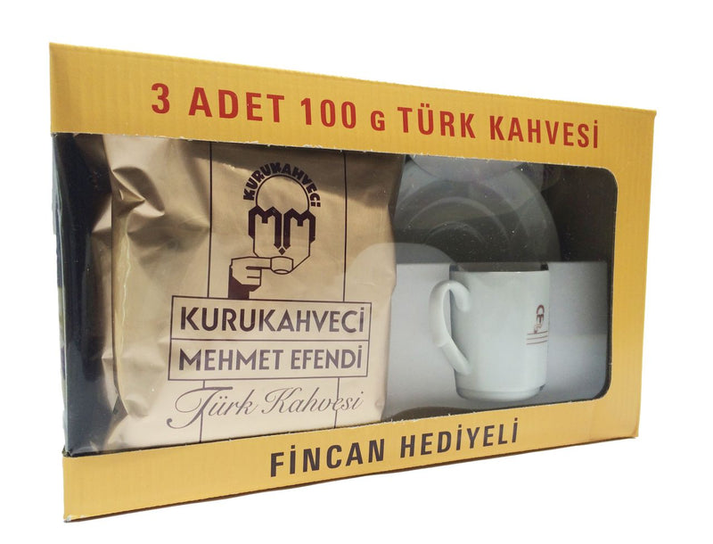 Mehmet Efendi Turkish Coffee, 3 pack, 100g/3.5oz with 1 piece Mehmet Efendi Cup - Mehmet Efendi - Coffee - Bazarys USA Turkish Store